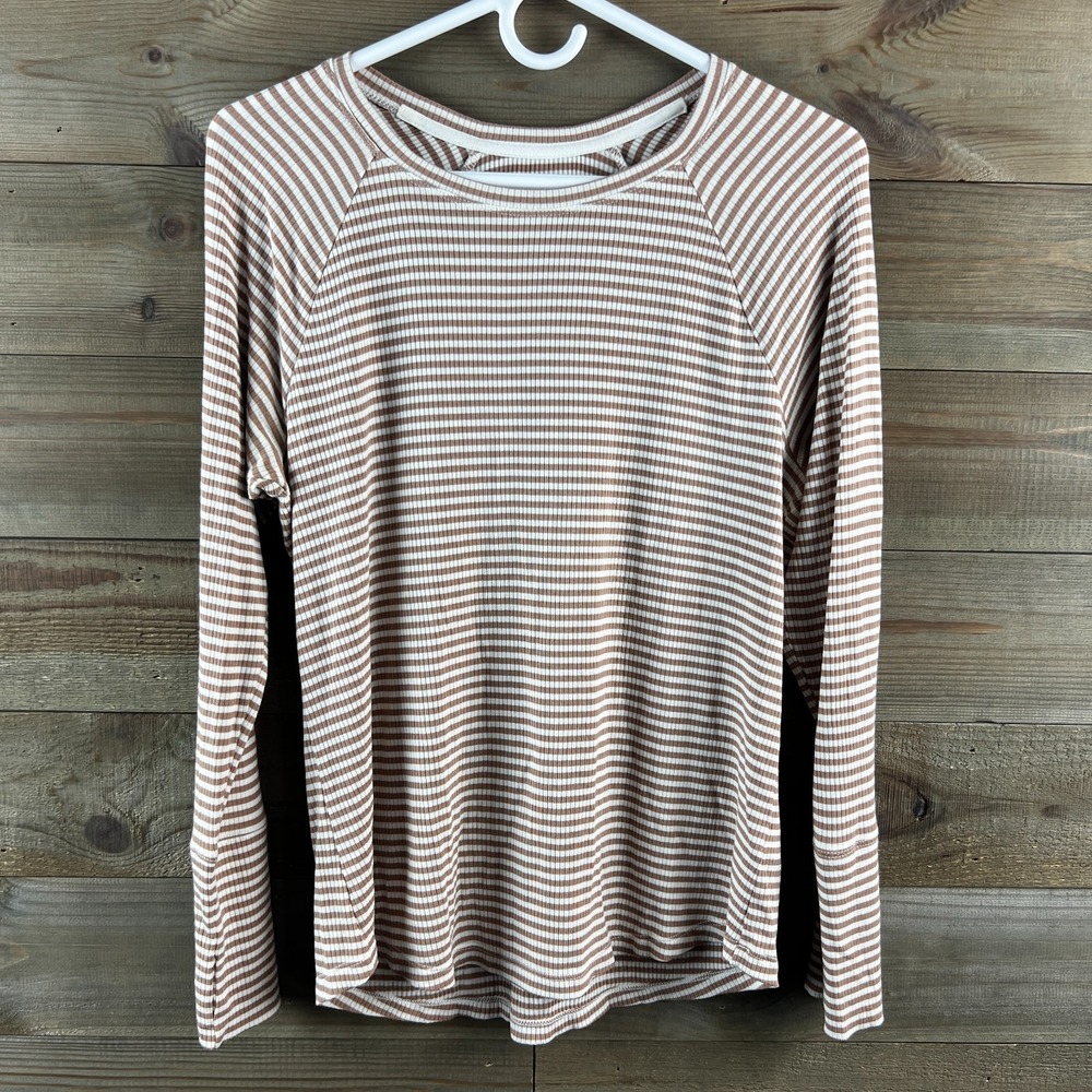 Offline By Aerie Womens Shirt Long Sleeve Striped Tee‎ Classic Preppy Small